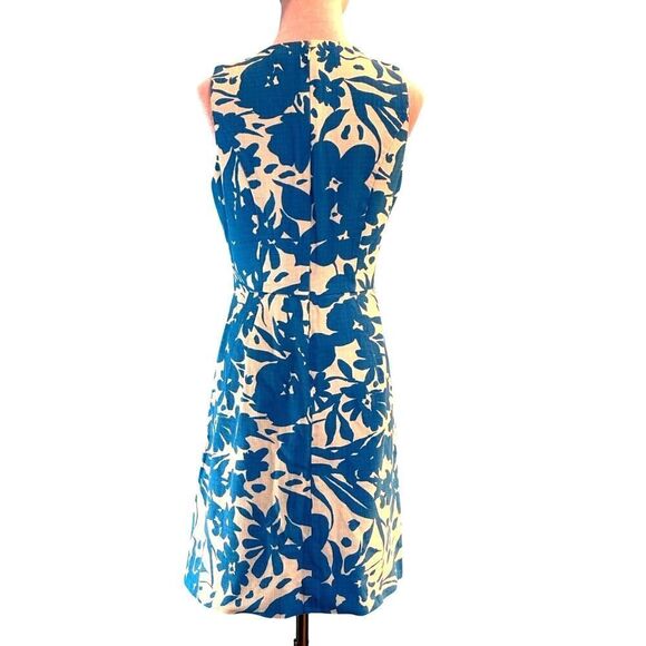 Darling J. Crew Sleeveless Summer Dress Blue Floral Pockets Zip Close Lined 4 - Picture 2 of 10